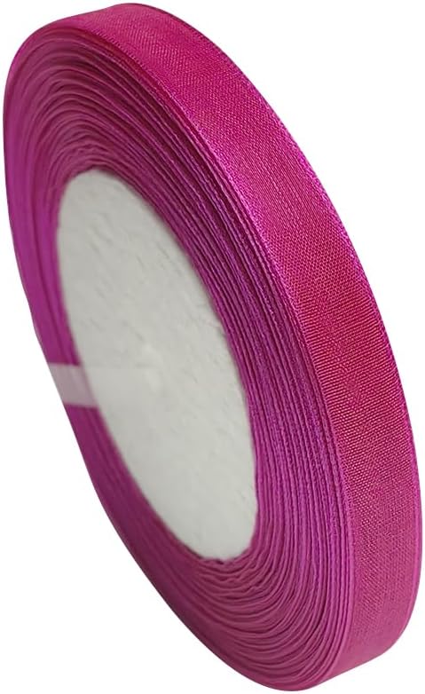 Chenkou Craft Solid Organza Ribbon 1 Roll 50 Yards Fuschia Craft Bow Party Decoration Packing Ribbons (Fuschia, 1/2"(12mm))