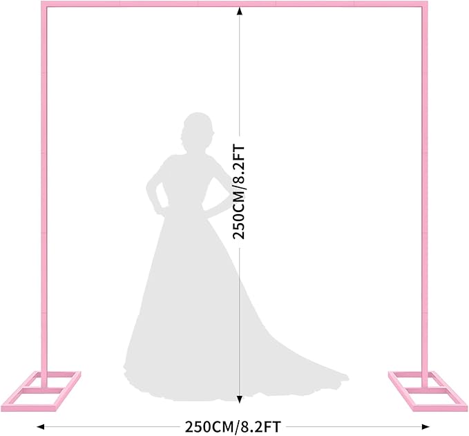 8.2FT Pink Metal Wedding Arches for Ceremony Square Balloon Arch Stand Rectangular Backdrop Stand for Anniversary Birthday Party Bridal Shower Home Indoor Outdoor Decoration