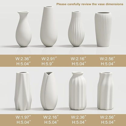 OERGKE White Ceramic Vase Set of 8, Small vases for Flowers with Painting Kit, Modern Boho Vases for Home, Living Room, Office, Farmhouse Decor, Dining Table, Bedroom, Kitchen Shelf