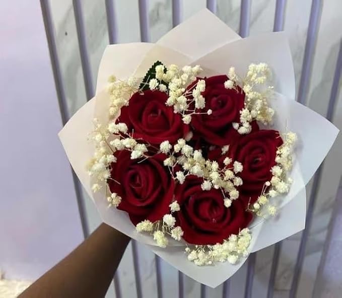 [25PCS] Deep Red Roses Artificial Flowers with Long Stem Real Touch Fake Foam Roses for Decoration DIY Wedding Bouquets Centerpieces Bridal Shower Flower Arrangements Home Decor