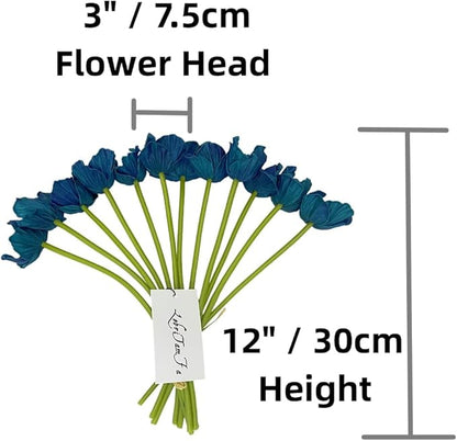 14Pcs Real Touch Anemone Poppy Bouquet for Artificial Flower Decor Kitchen Table Centerpiece Vase Home Greenery Wedding Holding Flowers Backdrop Arch Wall (Blue)