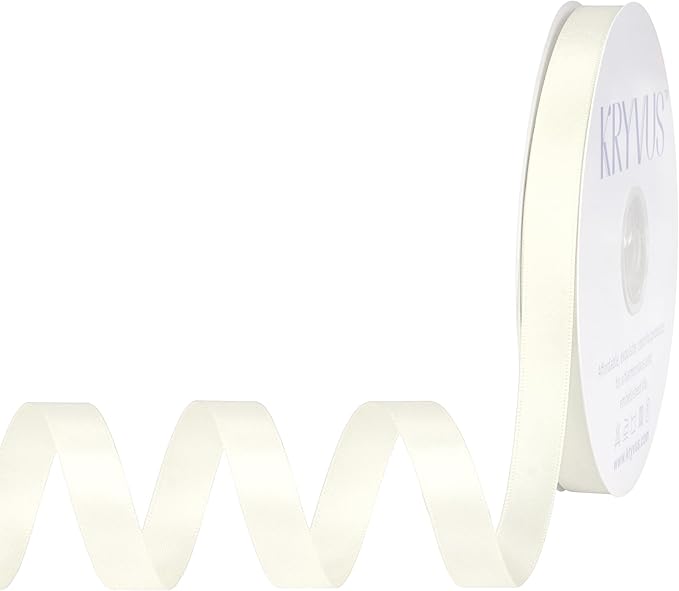 Ivory Satin Ribbon, Double Faced 1/2 Inch X 50 Yards Ivory Ribbon, Premium Satin Ribbon for Gift Wrapping, Crafts, Hair Bow Making, Sewing, Flower Bouquet, Wedding Party Decor