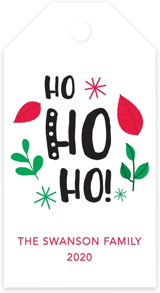 Andaz Press Personalized Christmas Holiday Season Classic Gift Tags, Ho Ho Ho! Design with Custom Family Name and Year, Christmas Holiday Favor Tags, for Holiday Events, Parties, and Favors, 60-Pack