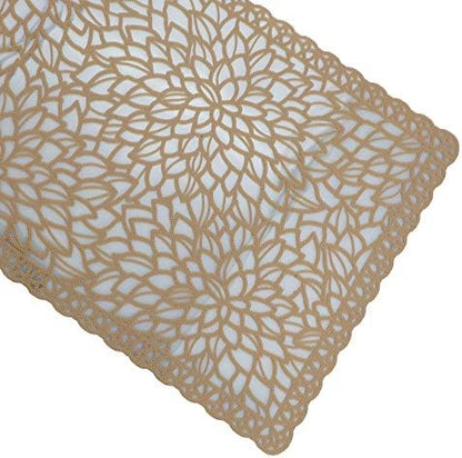 Gugrida Plastic Light Brown Placemats for Dining Table Tablemats Vinyl PVC Table Mats for Kitchen 6pcs