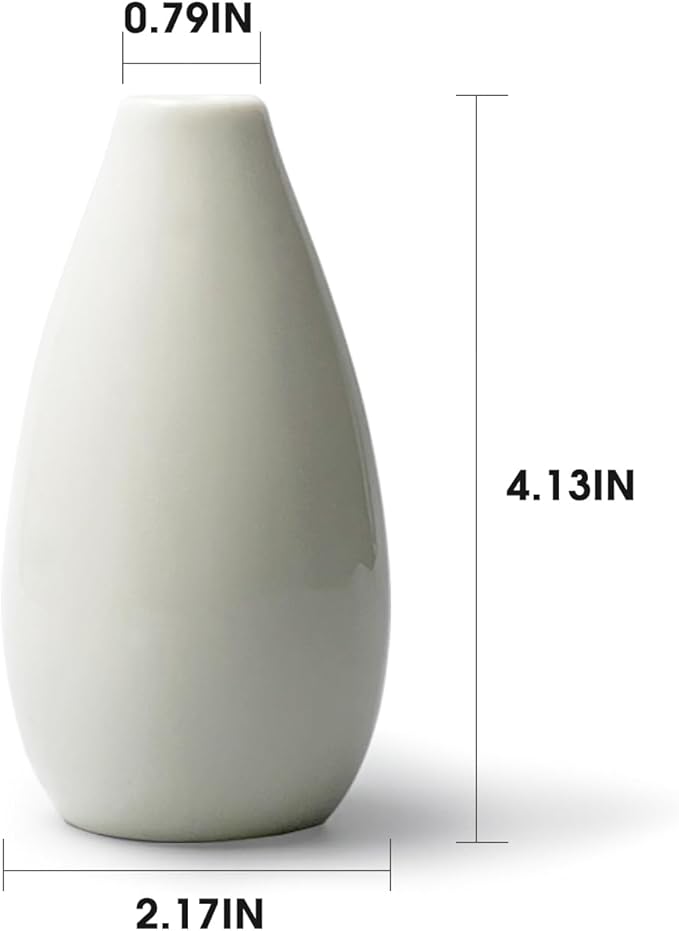Modern White Small Ceramic Vase Set of 16 for Living Room Bedroom 4.13'' Minimalist Fresh Flower Vases for Home Decor Office Fireplace Centerpieces Nordic Style Gift for Fake Plant 16 Pack