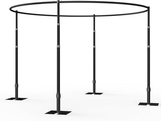 EMART Backdrop Stand Heavy Duty 10x10Ft, Round Pipe and Drape Photo Background Support Kit, Adjustable Metal Frame with Flat Base for Wedding Birthday Party Decorations-Black