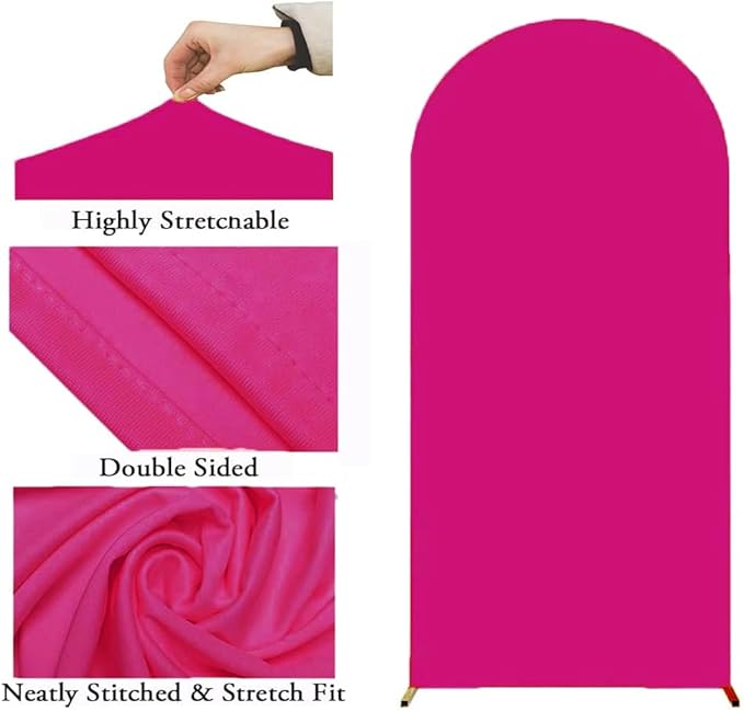 7.2 FT Arch Backdrop Cover, JFDYDM Hot Pink Wedding Arch Cover 7.2 FT, Arch Backdrop Stand Cover, Background Stand Covers for Party Celebration Proposal Birthday