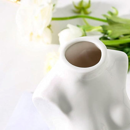 hjn Female Body Vase- Flower Vase fo Decor, White Ceramic Vase for Flowers,Morden Art Vase Woman Shape Vase for Living Room/Home Decor Accents/Bookshelf/Mantel-White