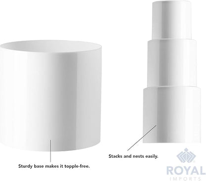 Royal Imports Flower Acrylic Vases Cylinders - Decorative Centerpiece Display for Home or Wedding - Non Breakable Plastic, Set of 3 (4", 5", 6") - White