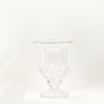 Efavormart 2 Pack Clear Glass Flower Vases in Classic Roman Urn Style, Mini Pedestal Vase Table Centerpieces - 8"