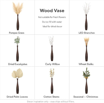 Leewadee Large Brown Home Decor Floor Vase - Wooden 41 inch Tall Farmhouse Decor Flower Holder for Fake Plant and Pampas Grass