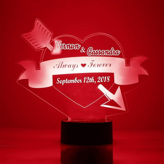 Custom Love & Heart LED Sign Night Light Lamp with Remote, Light Up Display with Personalized Name or Image, Customized and Made in The USA, Clear Acrylic Home Decor Design with 16 Colors, 4 Modes