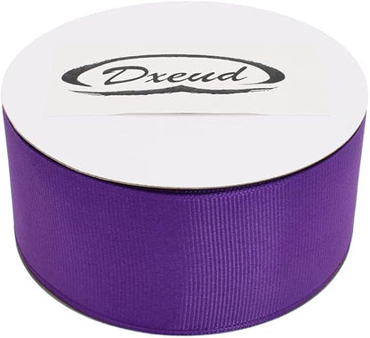 Solid Grosgrain Ribbon 25 Yard Each Roll 100% Polyester Woven Edge (1/1-2", Purple)