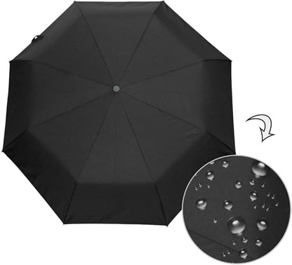 Watercolor Cows Flower Print Folding Umbrella Windproof Compact Lightweight Travel Umbrella with 8 Reinforced Ribs, Portable UV Sun & Rain Protection for Men & Women