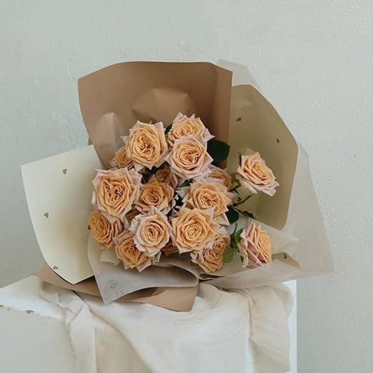 Solid Color Love Heart Flower Wrapping Paper Waterproof Gift Packaging Florist Bouquet Material 20 Sheets 22.8x22.8 Inch (Black White)
