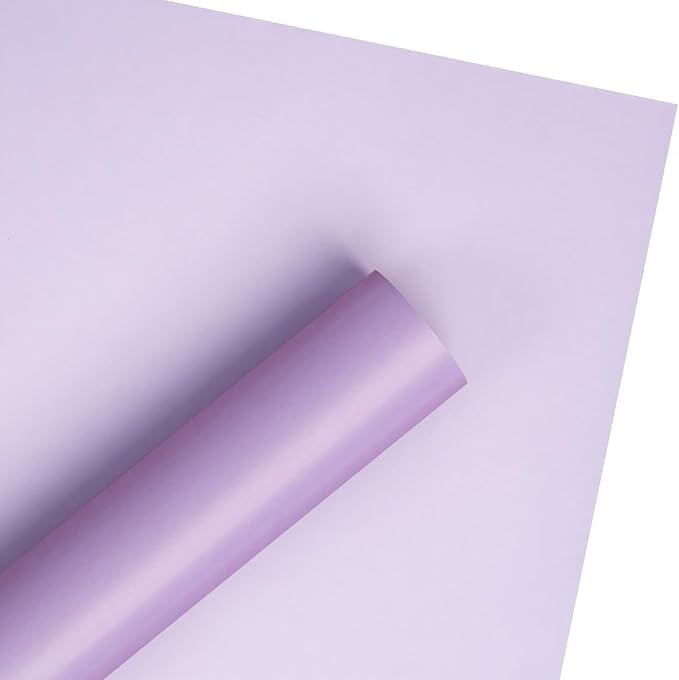 LeZakaa 20 Sheets Flower Wrapping Paper, Waterproof Reversible Floral Bouquet Paper, Lighet Purple Design for Valentines, Mothers Day, Party, Birthday, Wedding, Bridal Shower, Baby Shower
