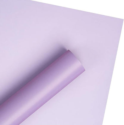 LeZakaa 20 Sheets Flower Wrapping Paper, Waterproof Reversible Floral Bouquet Paper, Lighet Purple Design for Valentines, Mothers Day, Party, Birthday, Wedding, Bridal Shower, Baby Shower