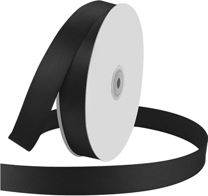 1" Wide x 100 Yards Single Face Polyester Satin Ribbon, Satin Ribbon for Crafts, Gift, Hair Bows, Wedding Party Decoration, Bow Making & Other Projects (Black)