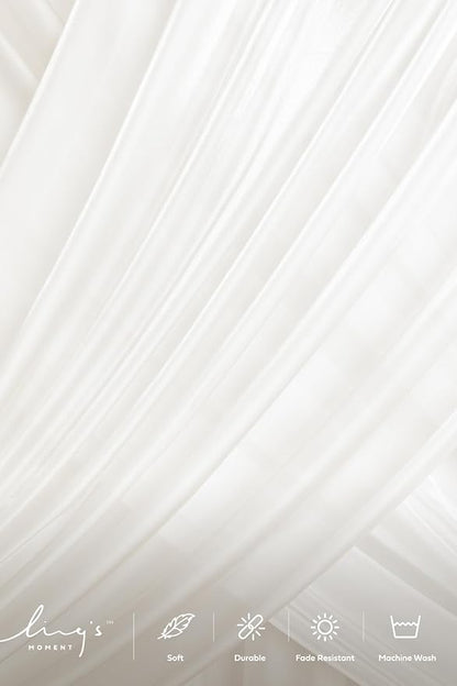 Ling's moment White Backdrop Curtains, 10Ft x 23Ft Long Sheer Wrinkle-Free Background Backdrop Curtain&Table Cloth for Birthday Party Wedding Baby Shower Photo Booth Decor