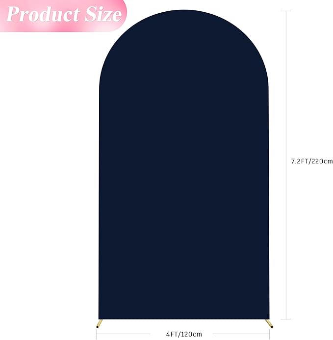 Wokceer 7.2FT Wedding Arch Cover Spandex Fitted Wedding Arch Stand Covers Round Top Navy Blue Chiara Arch Cover for Birthday Party Ceremony Banquet Decoration
