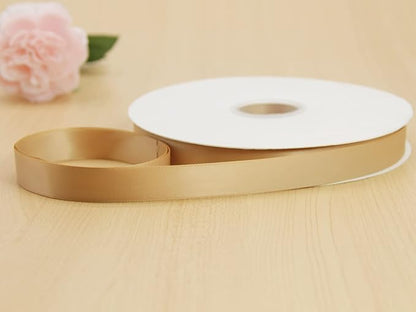 Khaki Double Faced Satin Ribbon 7/8 Inch - 100 Yards - Soft Gift Wrapping Package Ribbon for Invitations, Flower Bouquets, Weddings, Bows, Hair Decoration, Valentine's Day, and Mother's Day