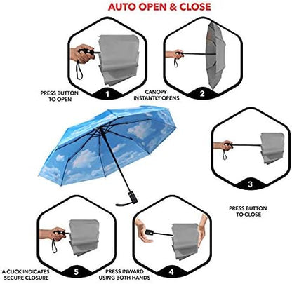 SY COMPACT Travel Umbrella - Windproof Automatic Compact Umbrella, Lightweight Waterproof Design for Backpack, Car & Purse