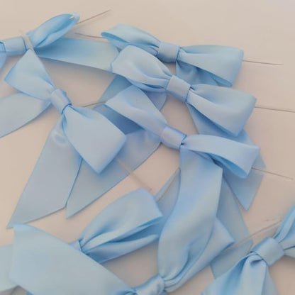 50pcs 3-1/2" Sky Blue Satin Ribbon Bows with Twist Ties Mini Ribbon Bows for Baby Shower Decoration Gift Packing&Wrapping Accessoried(Lt.Blue)