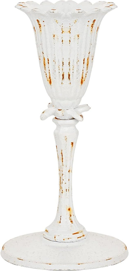 Sungmor Cast Iron Tabletop Flower Vase, Vintage Pretty Tulip Design, 8.6" Tall Decorative Centerpieces Flower Stand, Artificial Flower Arrangements Home Decor for Ceremony Birthday Holiday Event Party