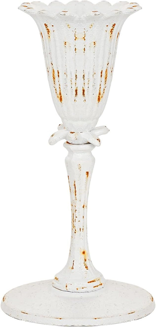 Sungmor Cast Iron Tabletop Flower Vase, Vintage Pretty Tulip Design, 8.6" Tall Decorative Centerpieces Flower Stand, Artificial Flower Arrangements Home Decor for Ceremony Birthday Holiday Event Party