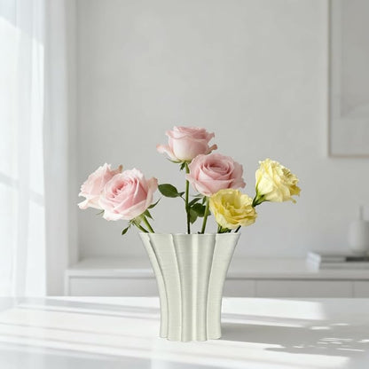 Contemporary White Ceramic Vase, Abstract Irregular Shape Sculptural Accent for Home Decor, Modern Artistic Centerpiece for Coffee Table or Bookshelf