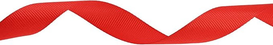 Solid Grosgrain Ribbon 25 Yard Each Roll 100% Polyester Woven Edge (1", Red)