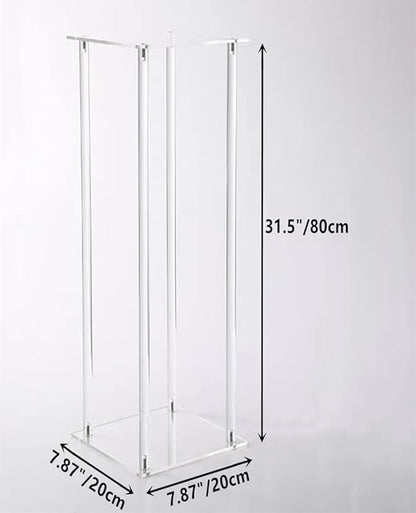 10 Pcs Wedding Centerpieces Acrylic Vases Clear Column Flower Vase Stands 7.87'' x 7.87'' x 31.5'' Rectangular Flower Display Table Stands for Wedding Party Events Reception Table Decor