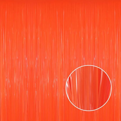 GOER 3.2 ft x 8.2 ft Metallic Tinsel Foil Fringe Curtains Party Photo Backdrop Party Streamers for Birthday,Graduation,New Year Eve Decorations Wedding Decor(5 Packs,Candy Tangerine)
