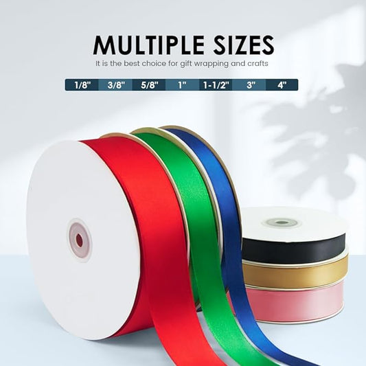 1 Inches x 100 Yards Polyester Satin Ribbon, Solid Color Ivory Satin Ribbon for Crafts, Gift Wrapping, Hair Bows, Wedding Party Decoration, Bow Making & Other Projects (Ivory)