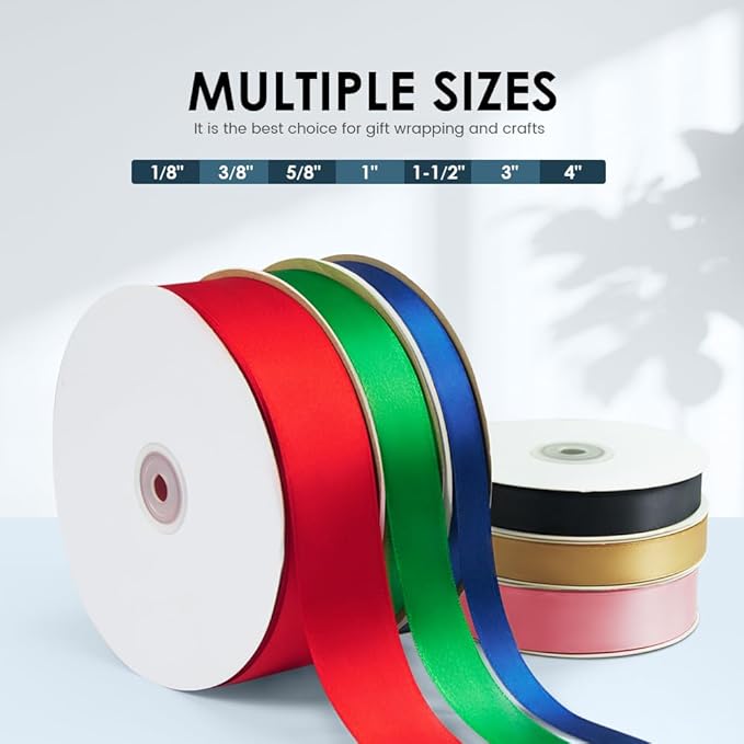 1-1/2" Wide x 100 Yards Single Faced Polyester Ivory Satin Ribbon, Perfect for Wedding, Gift Wrapping, Bow Making & Other Projects (Ivory)