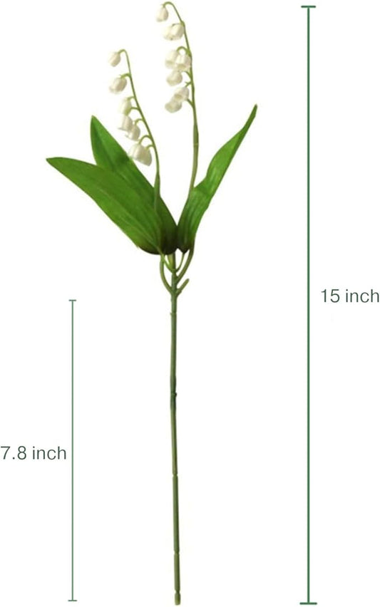 Artificial Lily of The Valley Flowers, Artificial Fake Silk Flowers Plants, DIY Garden Craft Art Decor, Decorations Plastic Floral Table Centerpieces for Home Party Decorate, 8 Pieces