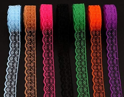 20 Rolls 200 Yards Mixed Color Floral Pattern Fabric Lace Ribbon