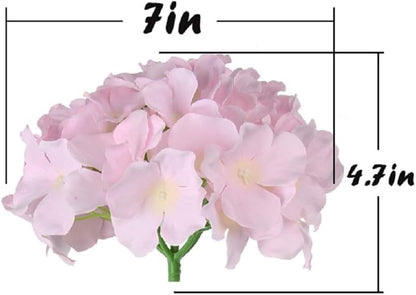 Flojery Silk Hydrangea Heads Artificial Flowers Heads with Stems for Home Wedding Decor,Pack of 10 (Pink)