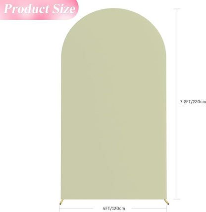 Wokceer 7.2FT Wedding Arch Backdrop Cover Spandex Fitted Sage Green Arch Covers Round Top Chiara Arches Backdrop Cover for Birthday Party Ceremony Banquet Decoration