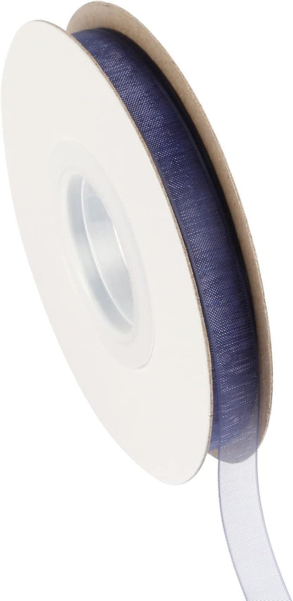 3/8 Inch Navy Shimmer Sheer Organza Ribbon Sheer Chiffon Ribbon 50 Yards-Roll Multiple Colors Available for Gift Wrapping Wedding Events Christmas Décor
