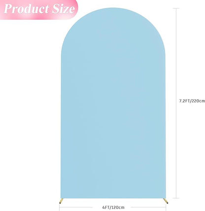 Wokceer 7.2FT Wedding Arch Cover Spandex Fitted Wedding Arch Stand Covers Round Top Chiara Arch Backdrop Cover for Birthday Party Ceremony Banquet Decoration Dusty Blue