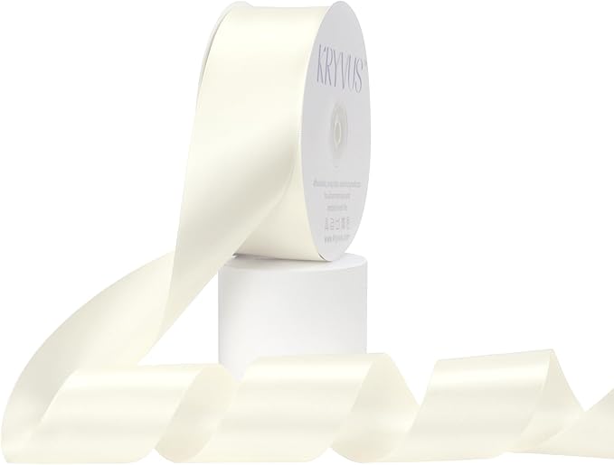 Ivory Satin Ribbon, Double Faced 2 Inch X 50 Yards Ivory Ribbon, Premium Satin Ribbon for Gift Wrapping, Crafts, Hair Bow Making, Sewing, Flower Bouquet, Wedding Party Decor