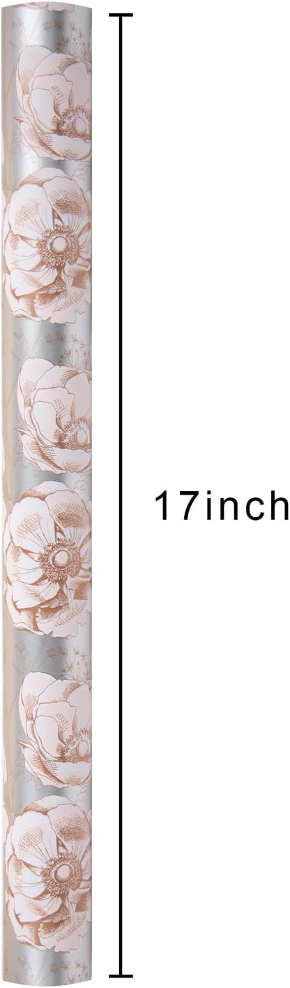 MAYPLUSS Floral Gift Wrapping Paper Roll - 17Inch x 33Feet - Luxury Elegant Shabby Chic Rose Pattern Girl Gift Wrap Present Sheet for Wedding, Bridal Shower, Birthday, Engagement and Mother's Day