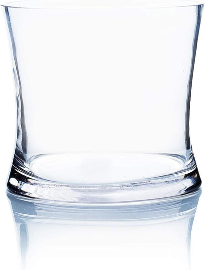 WGV Unique Bouquet Vase, 5.5" W, 5" H, Clear Short Hurricane Concaved Gathering Glass Floral Candle Holder, Home Wedding Event Decor, 1 Piece (VHV0505)