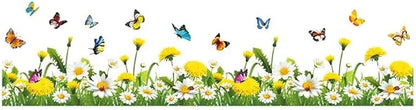 SICKER UNIVERSE 10x55 Inch Set - SunFlower Daisies Butterflies themed Floral Wall Decals for Decor, Self Adhesive Vinyl for Home Decor for Nursery, Home-Gift for Christmas, Birthday (Floral Design #4)