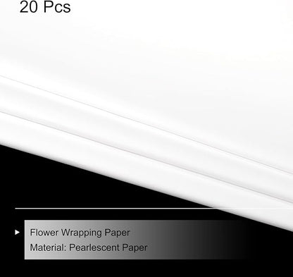 MECCANIXITY Pearlescent Film Flower Wrapping Paper 22.8x22.8 Inch Waterproof for DIY Crafts, Gift/Gift Box Packaging Cream White Pack of 20