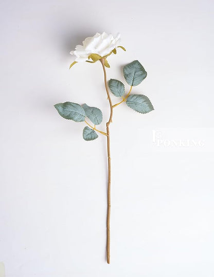 3.1"(8cm) Manta Rose Artificial Flower 7pcs Realistic Faux Silk Roses Fake Flowers Bouquets Arrangements Decor for Wedding Spring Mother's Day, Home Table Decorations, White Flower