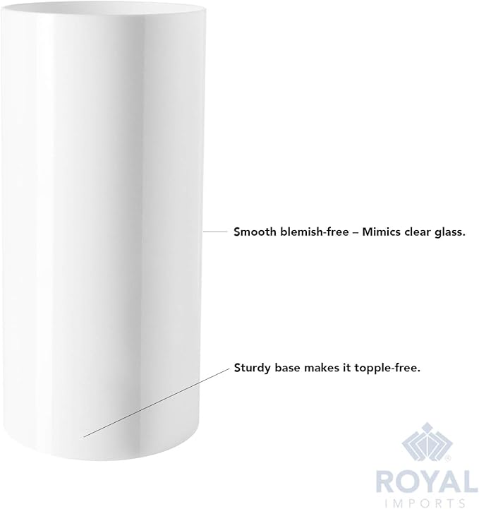 Royal Imports Flower Acrylic Vases Cylinders - Decorative Centerpiece Display for Home or Wedding - Non Breakable Plastic, 5X10 - White
