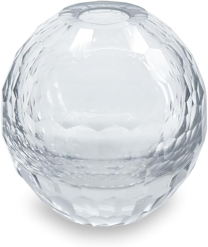 Beatriz Ball Glass Faceted Round Bud Vase (Clear)