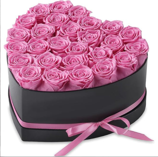 Forever Flowers, 27 Fresh Preserved Rose in Heart Shape Box for Delivery Prime, Eternal Rose for Her Wife Women Anniversary Birthday Red